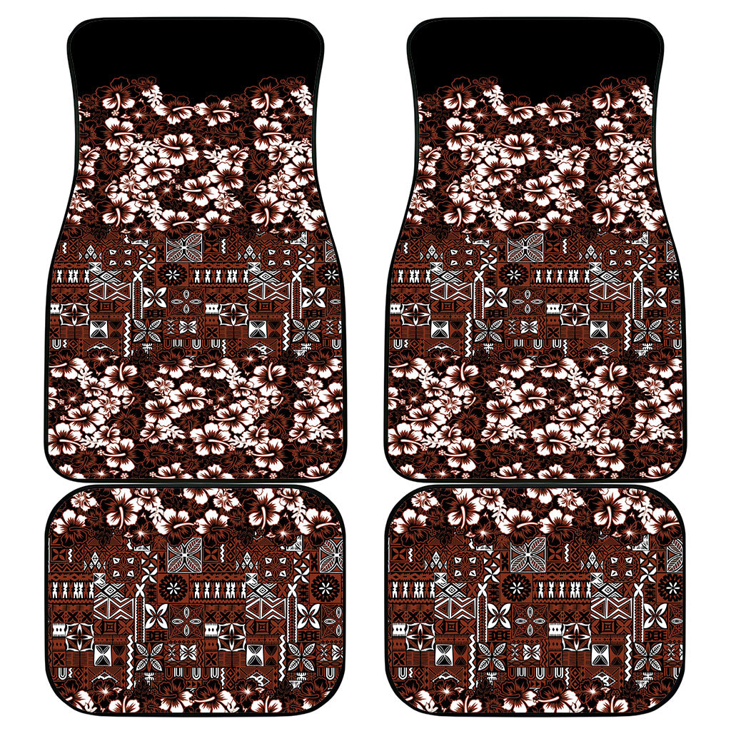 Burgundy Hawaiian Tapa Tribal Hibiscus Car Mats LT9 - Polynesian Pride