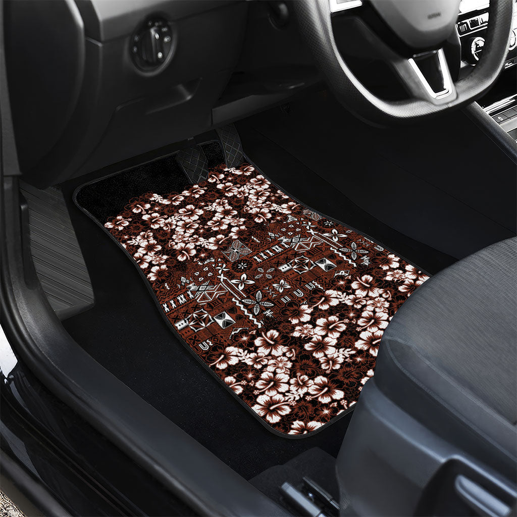 Burgundy Hawaiian Tapa Tribal Hibiscus Car Mats LT9 - Polynesian Pride