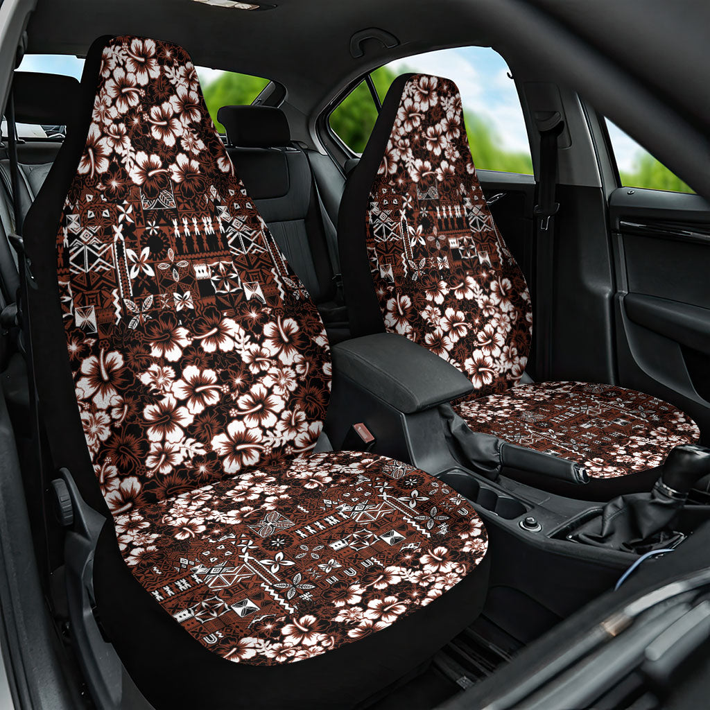 Burgundy Hawaiian Tapa Tribal Hibiscus Car Seat Cover LT9 One Size Burgundy - Polynesian Pride