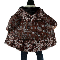 Burgundy Hawaiian Tapa Tribal Hibiscus Cloak LT9 - Polynesian Pride