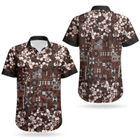 Burgundy Hawaiian Tapa Tribal Hibiscus Couples Matching Mermaid Dress and Hawaiian Shirt LT9 - Polynesian Pride