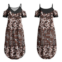 Burgundy Hawaiian Tapa Tribal Hibiscus Couples Matching Summer Maxi Dress and Long Sleeve Button Shirt LT9 - Polynesian Pride