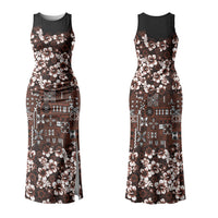 Burgundy Hawaiian Tapa Tribal Hibiscus Couples Matching Tank Maxi Dress and Long Sleeve Button Shirt LT9 - Polynesian Pride