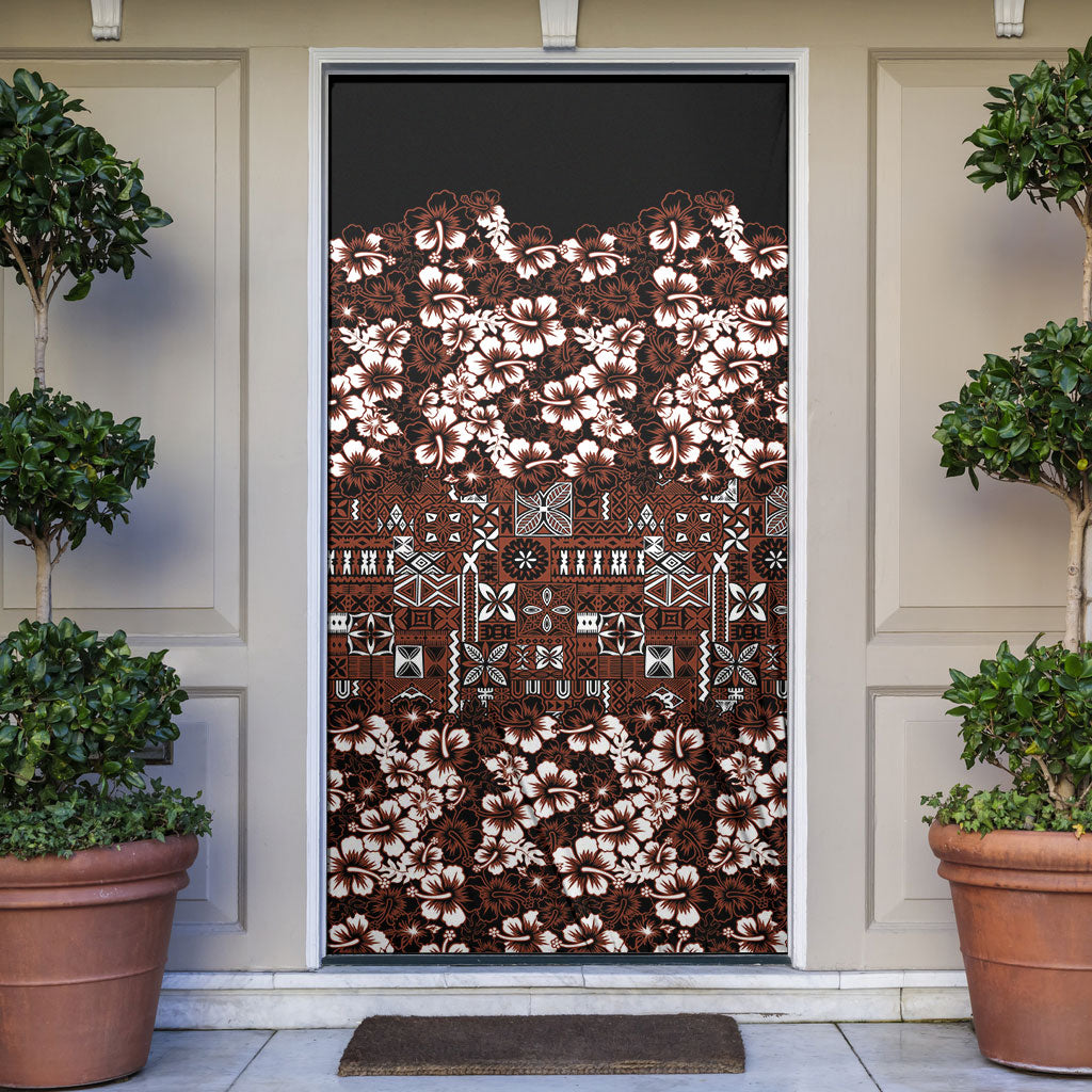 Burgundy Hawaiian Tapa Tribal Hibiscus Door Cover LT9 Burgundy - Polynesian Pride