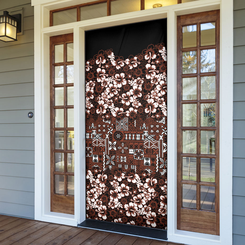 Burgundy Hawaiian Tapa Tribal Hibiscus Door Cover LT9 - Polynesian Pride