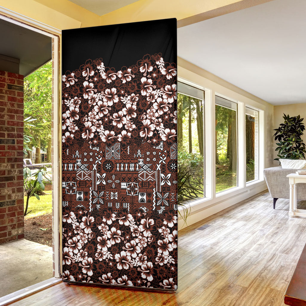 Burgundy Hawaiian Tapa Tribal Hibiscus Door Cover LT9 - Polynesian Pride
