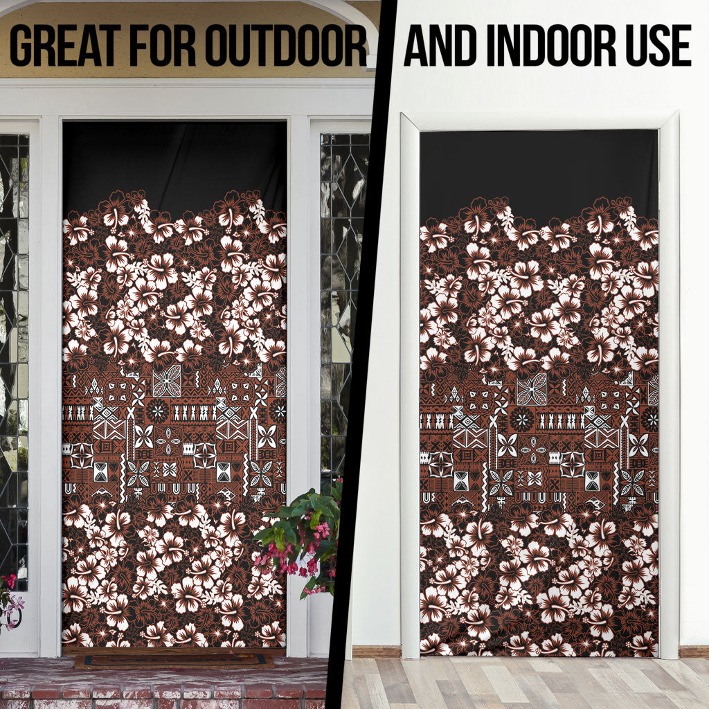 Burgundy Hawaiian Tapa Tribal Hibiscus Door Cover LT9 - Polynesian Pride