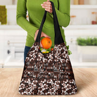 Burgundy Hawaiian Tapa Tribal Hibiscus Grocery Bag LT9 - Polynesian Pride