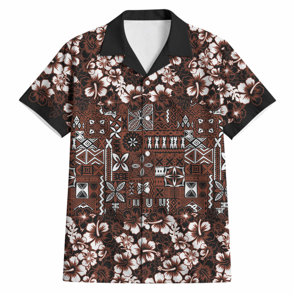 Burgundy Hawaiian Tapa Tribal Hibiscus Hawaiian Shirt LT9 Burgundy - Polynesian Pride