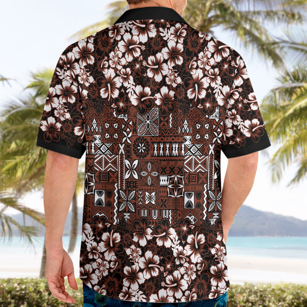 Burgundy Hawaiian Tapa Tribal Hibiscus Hawaiian Shirt LT9 - Polynesian Pride