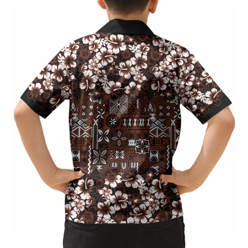 Burgundy Hawaiian Tapa Tribal Hibiscus Hawaiian Shirt LT9 - Polynesian Pride