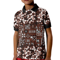Burgundy Hawaiian Tapa Tribal Hibiscus Kid Polo Shirt LT9 Kid Burgundy - Polynesian Pride