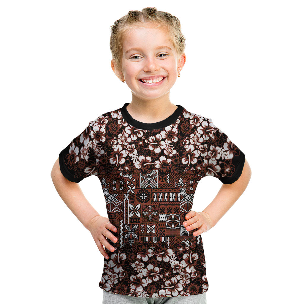 Burgundy Hawaiian Tapa Tribal Hibiscus Kid T Shirt LT9 Burgundy - Polynesian Pride