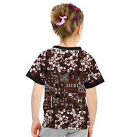 Burgundy Hawaiian Tapa Tribal Hibiscus Kid T Shirt LT9 - Polynesian Pride