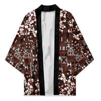 Burgundy Hawaiian Tapa Tribal Hibiscus Kimono LT9 Unisex Burgundy - Polynesian Pride