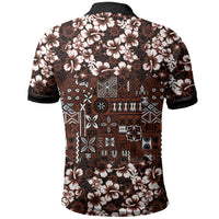 Burgundy Hawaiian Tapa Tribal Hibiscus Polo Shirt LT9 - Polynesian Pride