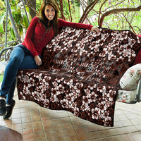 Burgundy Hawaiian Tapa Tribal Hibiscus Quilt LT9 - Polynesian Pride