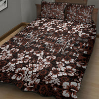 Burgundy Hawaiian Tapa Tribal Hibiscus Quilt Bed Set LT9 - Polynesian Pride