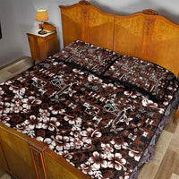 Burgundy Hawaiian Tapa Tribal Hibiscus Quilt Bed Set LT9 - Polynesian Pride