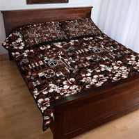 Burgundy Hawaiian Tapa Tribal Hibiscus Quilt Bed Set LT9 - Polynesian Pride