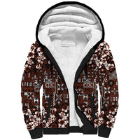 Burgundy Hawaiian Tapa Tribal Hibiscus Sherpa Hoodie LT9 Unisex Burgundy - Polynesian Pride