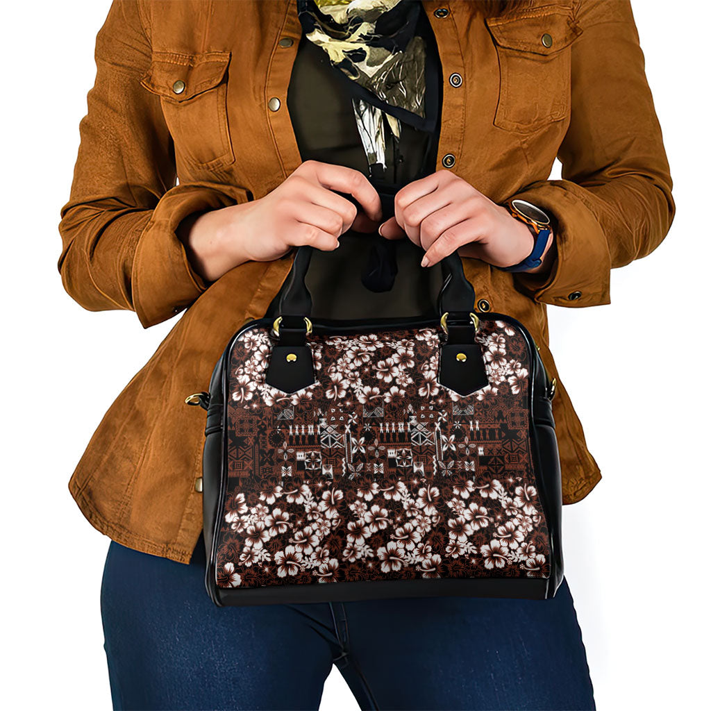 Burgundy Hawaiian Tapa Tribal Hibiscus Shoulder Handbag LT9 - Polynesian Pride