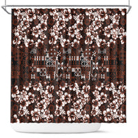 Burgundy Hawaiian Tapa Tribal Hibiscus Shower Curtain LT9 Burgundy - Polynesian Pride