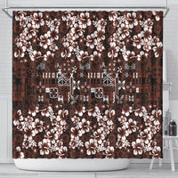 Burgundy Hawaiian Tapa Tribal Hibiscus Shower Curtain LT9 - Polynesian Pride