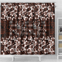 Burgundy Hawaiian Tapa Tribal Hibiscus Shower Curtain LT9 - Polynesian Pride