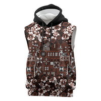 Burgundy Hawaiian Tapa Tribal Hibiscus Sleeveless Hoodie LT9 Burgundy - Polynesian Pride