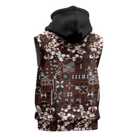 Burgundy Hawaiian Tapa Tribal Hibiscus Sleeveless Hoodie LT9 - Polynesian Pride