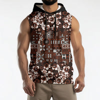 Burgundy Hawaiian Tapa Tribal Hibiscus Sleeveless Hoodie LT9 - Polynesian Pride
