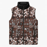Burgundy Hawaiian Tapa Tribal Hibiscus Sleeveless Puffer Jacket LT9 Unisex Burgundy - Polynesian Pride