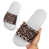 Burgundy Hawaiian Tapa Tribal Hibiscus Slide Sandals LT9 - Polynesian Pride