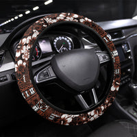 Burgundy Hawaiian Tapa Tribal Hibiscus Steering Wheel Cover LT9 Universal Fit Burgundy - Polynesian Pride