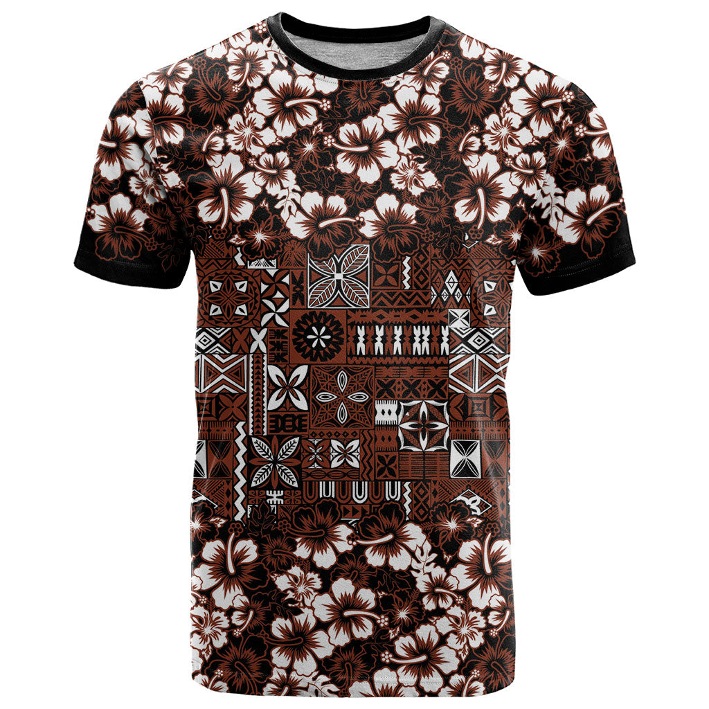 Burgundy Hawaiian Tapa Tribal Hibiscus T Shirt LT9 Burgundy - Polynesian Pride