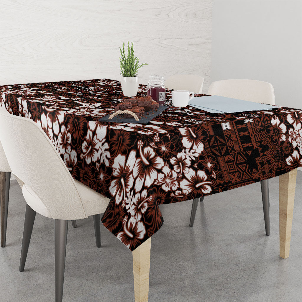 Burgundy Hawaiian Tapa Tribal Hibiscus Tablecloth LT9 - Polynesian Pride