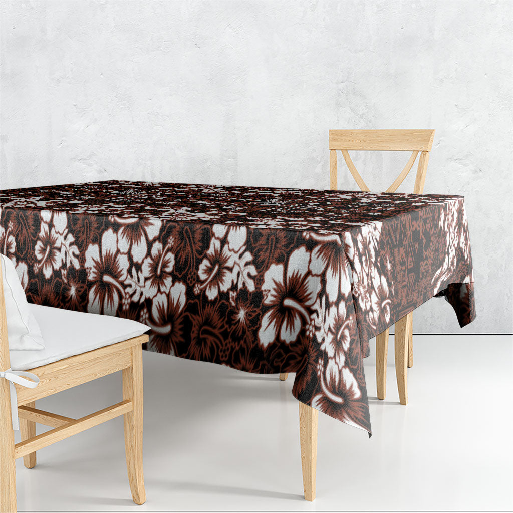 Burgundy Hawaiian Tapa Tribal Hibiscus Tablecloth LT9 - Polynesian Pride