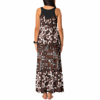 Burgundy Hawaiian Tapa Tribal Hibiscus Tank Maxi Dress LT9 - Polynesian Pride