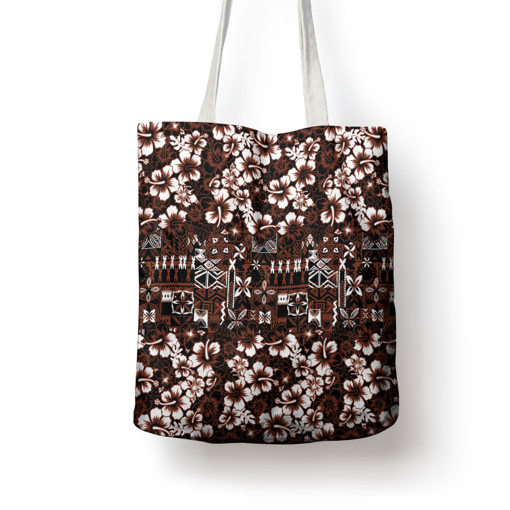 Burgundy Hawaiian Tapa Tribal Hibiscus Tote Bag LT9 - Polynesian Pride