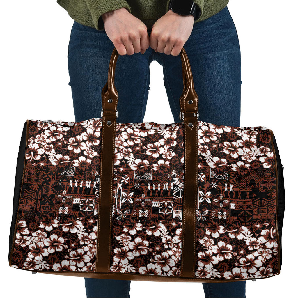 Burgundy Hawaiian Tapa Tribal Hibiscus Travel Bag LT9 Burgundy - Polynesian Pride