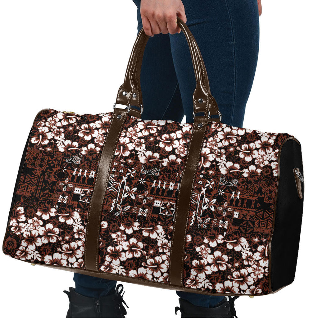 Burgundy Hawaiian Tapa Tribal Hibiscus Travel Bag LT9 - Polynesian Pride