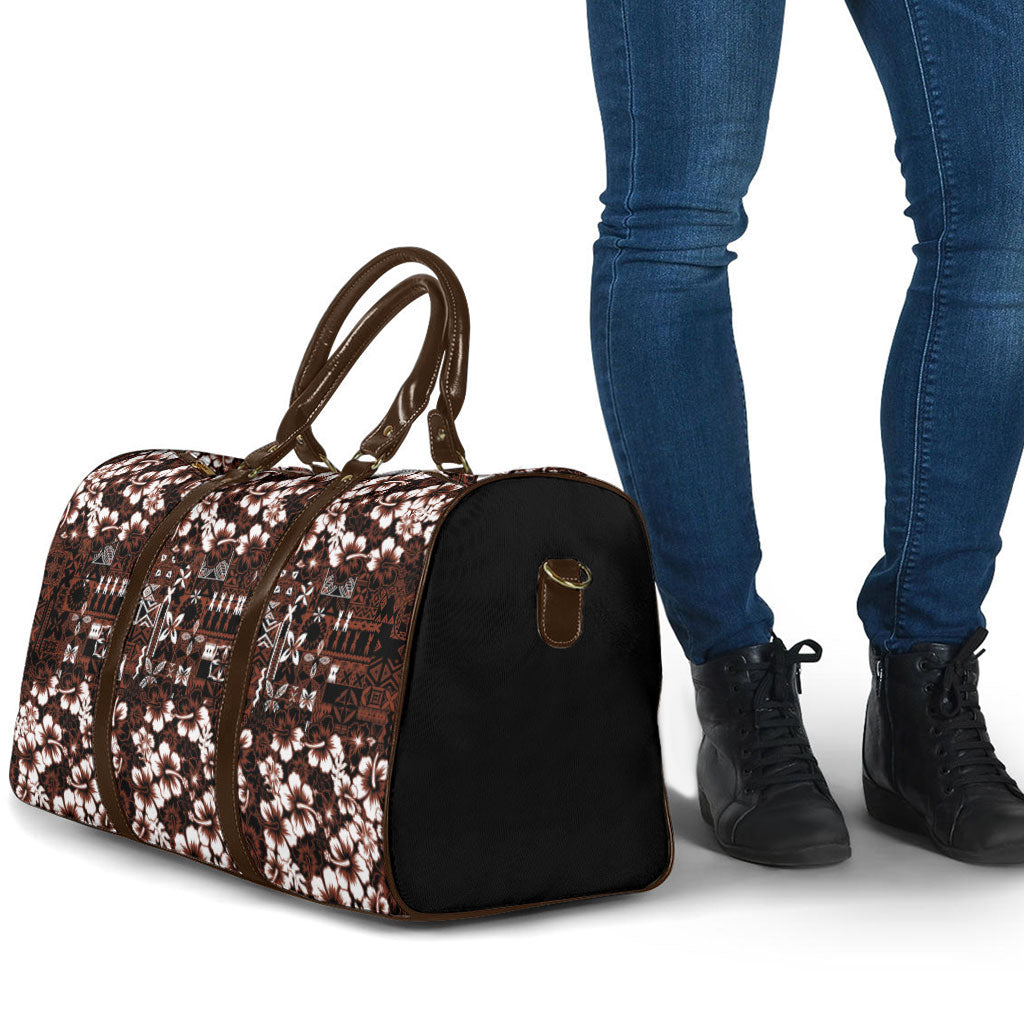 Burgundy Hawaiian Tapa Tribal Hibiscus Travel Bag LT9 - Polynesian Pride