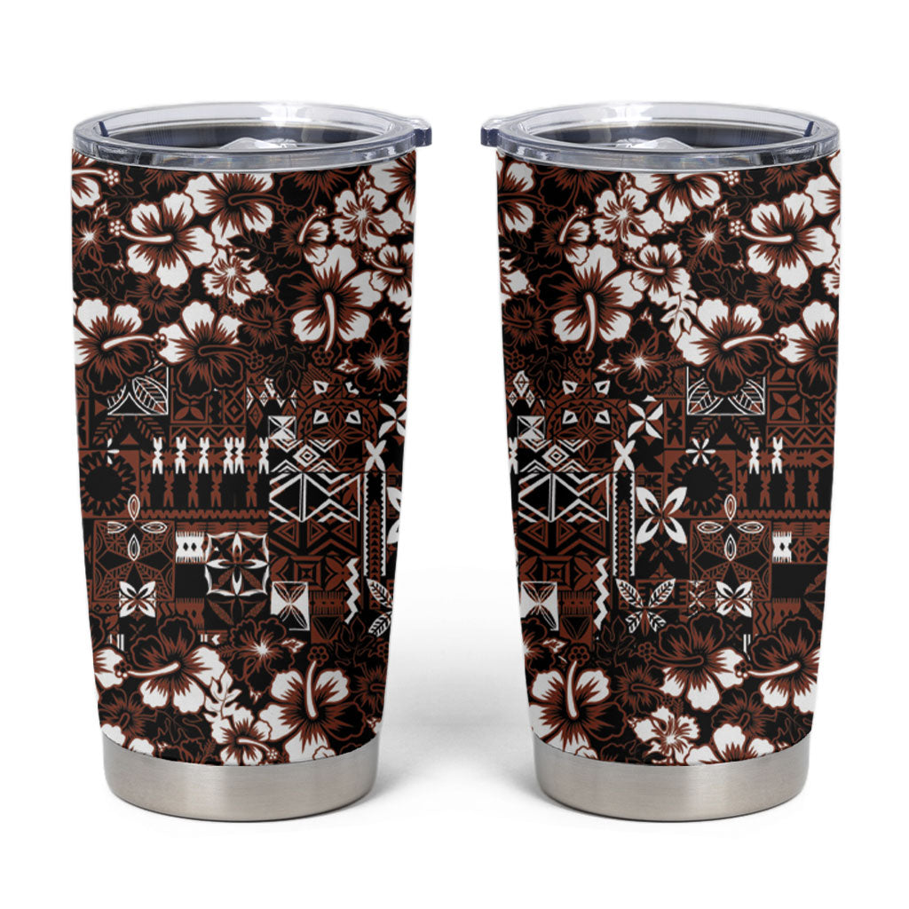 Burgundy Hawaiian Tapa Tribal Hibiscus Tumbler Cup LT9 Burgundy - Polynesian Pride