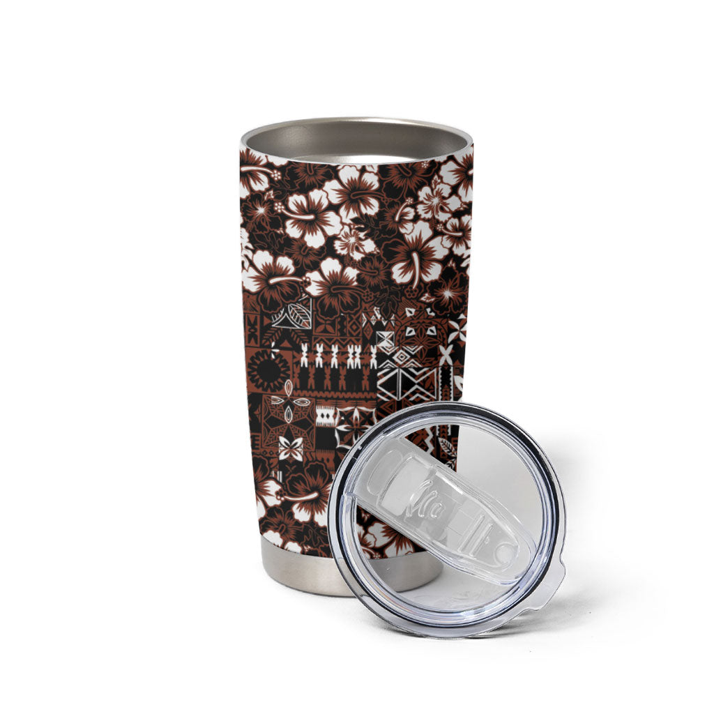 Burgundy Hawaiian Tapa Tribal Hibiscus Tumbler Cup LT9 - Polynesian Pride