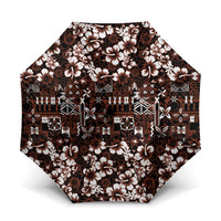 Burgundy Hawaiian Tapa Tribal Hibiscus Umbrella LT9 One Size Folded 11.42 inch Opened Diameter 37.4 inch Burgundy - Polynesian Pride