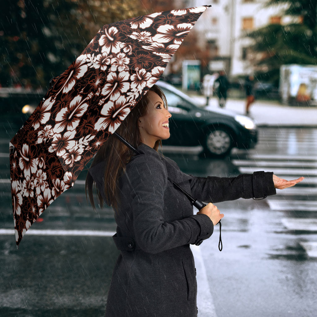 Burgundy Hawaiian Tapa Tribal Hibiscus Umbrella LT9 - Polynesian Pride