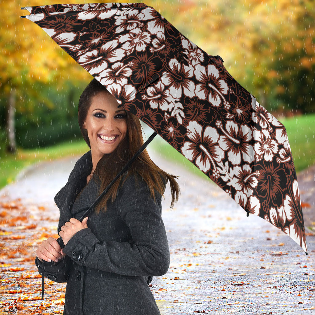 Burgundy Hawaiian Tapa Tribal Hibiscus Umbrella LT9 - Polynesian Pride