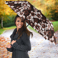 Burgundy Hawaiian Tapa Tribal Hibiscus Umbrella LT9 - Polynesian Pride