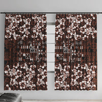 Burgundy Hawaiian Tapa Tribal Hibiscus Window Curtain LT9 With Hooks Burgundy - Polynesian Pride